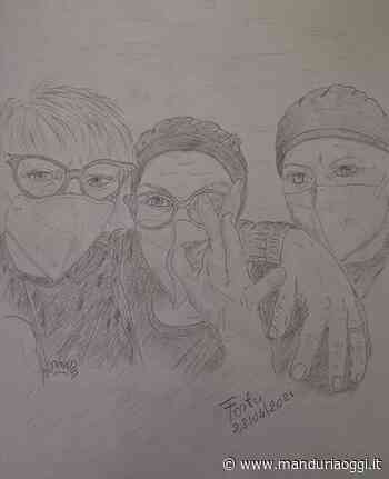 Tre delle 'colonne' del reparto Medicina Covid di Manduria in un disegno e nei versi di Fortunata Barilaro - ManduriaOggi