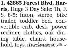 1. 42865 Forest Blvd, Harris, Huge | City Wide Garage Sale | messagemedia.co - Aitkin Independent Age