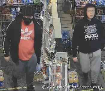 Men in CCTV images could be linked to Lancashire robbery where 8-year-old threatened with screwdriver