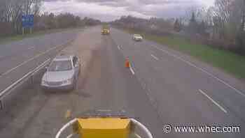 WATCH: Driver crashes into equipment in marked work zone seconds after crew leave
