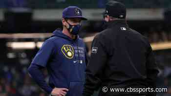 WATCH: Umpire makes baffling obstruction call on grounder in Brewers vs. Marlins