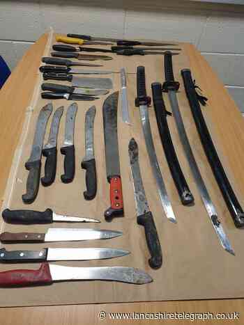 Samurai swords and machetes recovered from Rossendale knife bin