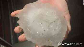 Softball-sized hailstones fall as damaging thunderstorms slam Texas and Oklahoma