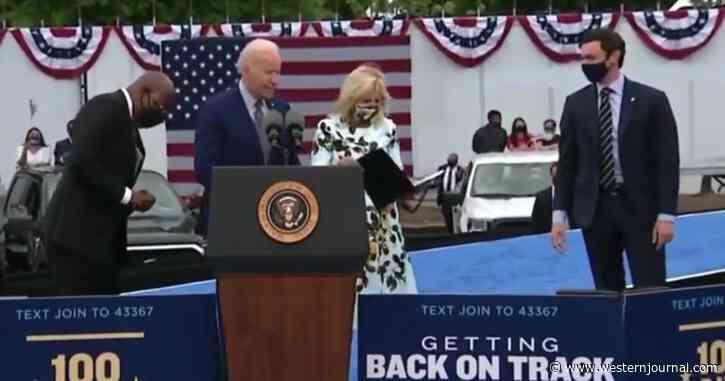 Fumbling Biden Needs 30 Seconds and Two Helpers to Locate His Mask While on Stage