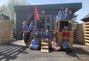 Accrington school children celebrate new classroom and playground