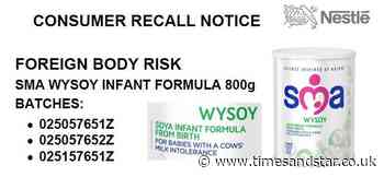 Nestle UK recall SMA baby food over fears it contains pieces of plastic | Times and Star - Times & Star
