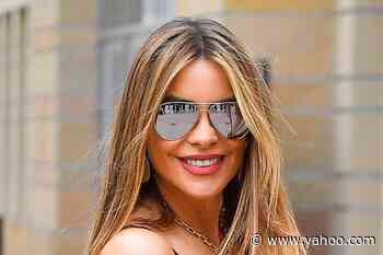 Sofia Vergara Wows in a Spaghetti Strap Butterfly Dress & the Chunkiest Platform Sandals - Yahoo Lifestyle