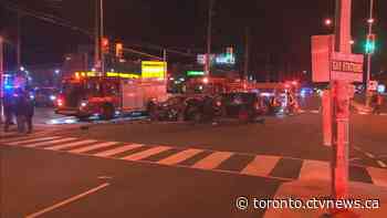 Two-vehicle collision in Scarborough sends two people to hospital, one in critical condition