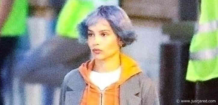 Zoe Kravitz Sports Blue Hair Filming Her New Movie 'KIMI' in L.A.
