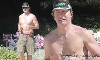Jerry O'Connell, 47, places his toned frame on full display as he goes for a solo run in Calabasas
