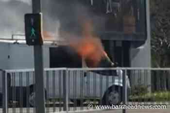 Giffnock: Van bursts into flames on busy East Renfrewshire road - Barrhead News