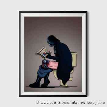 Darth Vader On The Toilet Bathroom Poster