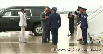 Watch: VP Harris and Husband, Both Fully Vaccinated, Kiss Outside with Masks On