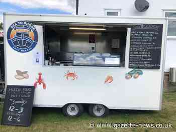 Mersea's Seafood at Dawn launching trailer at Cudmore Grove Country Park