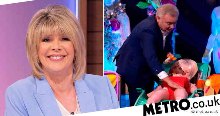 Eamonn Holmes excitedly rubs cream on inflatable Ruth Langsford doll in solo Celebrity Juice stint