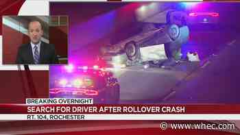 Police searching for driver after rollover crash on Route 104