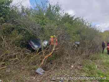 M61 Junction 4: Mercedes and Volkswagen in two car smash