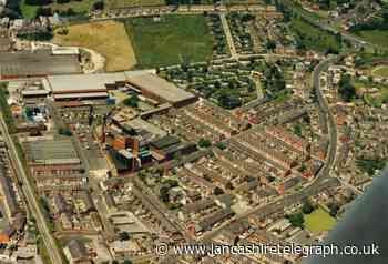 Historic Blackburn brewery as seen from the air in 1992