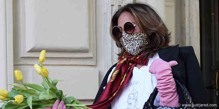 Lady Gaga Tosses Flowers to Fans While Leaving Hotel in Rome After Filming 'House of Gucci'