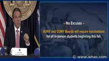 Cuomo; All SUNY, CUNY students required to get vaccine before fall semester