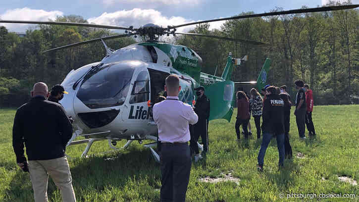 AHN Life Flight Helicopter Lands At Thomas Jefferson High School For Show And Tell