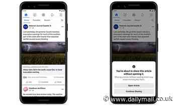 Facebook is testing a new pop-up that asks users if they have READ an article before sharing it