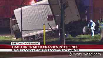 Tractor-trailer crashes into airport fence in Rochester