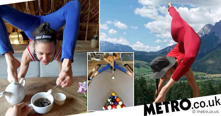 Meet the woman who is so flexible she can pour tea with her feet