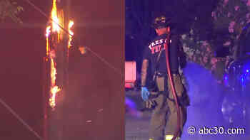 Over 6,000 Fresno homes in the dark after vehicle crashes into power pole, sparks fire