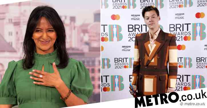 Ranvir Singh makes dig at Harry Styles’ retro brown suit as he makes surprise Brit Awards appearance