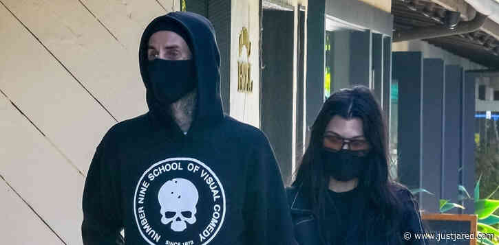 Kourtney Kardashian & Travis Barker Hold Hands While Out to Lunch in Malibu