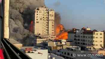 Video shows tower collapse after Israeli airstrike