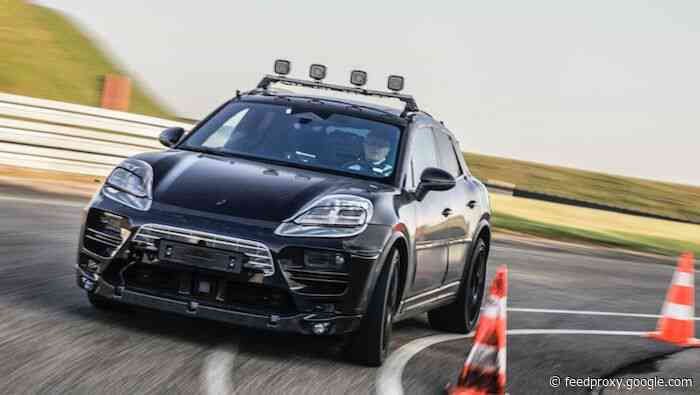 New all electric Porsche Macan starts testing on the road