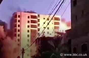 Israel-Gaza violence: Gaza tower block collapses in Israeli air strike