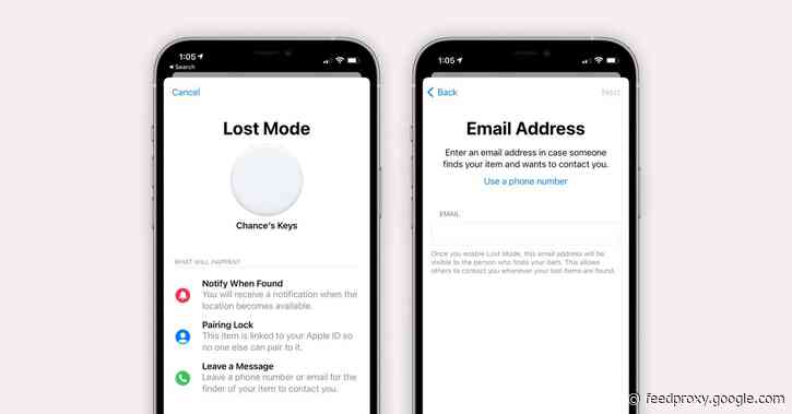 iOS 14.6 lets you use an email address to put AirTag and other items into Lost Mode