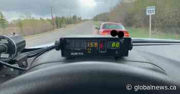 Corman Park police clock car going double the speed limit on Grasswood Road