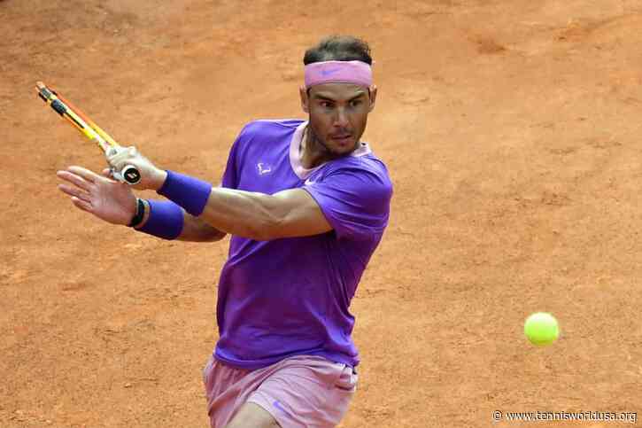 Rafael Nadal reacts to beating Alexander Zverev at Rome Masters