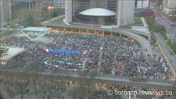 Cop bitten, older man beaten with stick during series of protests in downtown Toronto: police