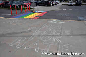 B.C. high’s school’s pride crosswalk restored following ‘hateful’ graffiti attack