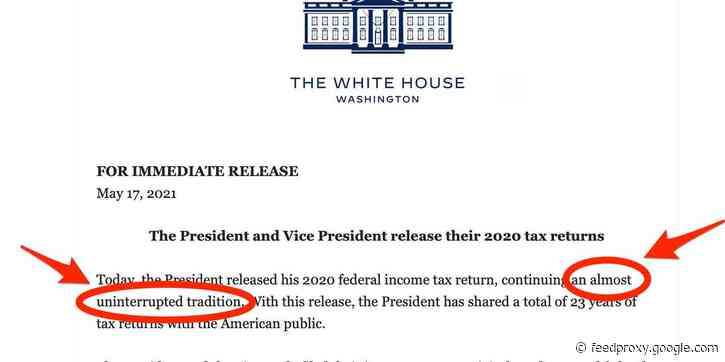 White House issue subtle dig at Trump over unreleased tax returns, saying Biden and Harris releasing their 2020 tax returns is an 'almost uninterrupted' tradition