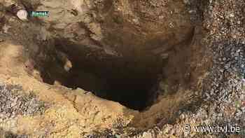 Mergelgroeve onder straat in Riemst preventief opgevuld met beton - TV Limburg