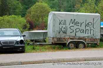 Graffito auf einem Anhänger in Steinen fordert zum Mord auf - Steinen - Badische Zeitung