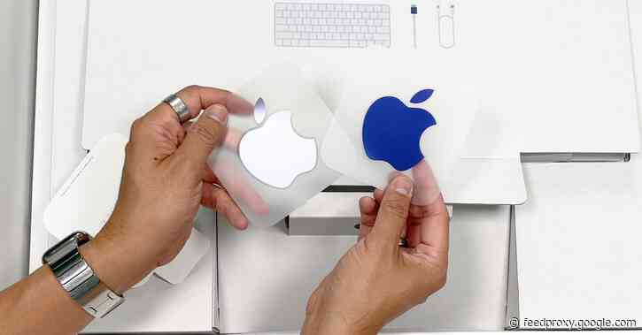 New colorful iMacs include a pair of matching Apple stickers
