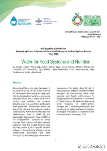 Food Systems Summit Brief: Water for Food Systems and Nutrition, May 2021 - World - ReliefWeb