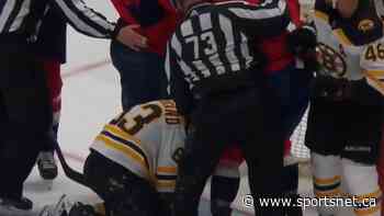 Marchand drops Dillon with crosscheck to midsection after scrum - Sportsnet.ca