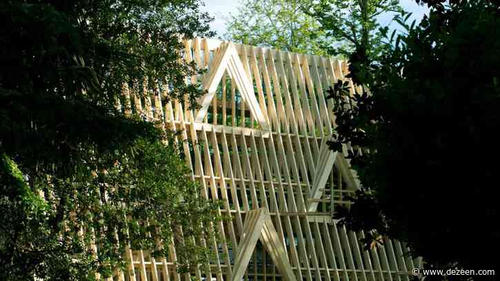 Wooden frame built around US pavilion at Venice Architecture Biennale