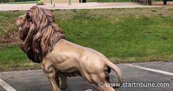 Lion statue vandalized at Shakopee park