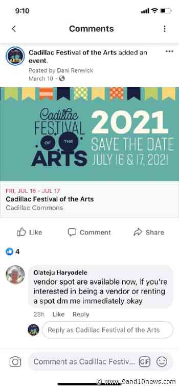 Cadillac Fest of the Arts Facebook Page Targeted by Fake, Scamming Profiles - 9 & 10 News - 9&10 News