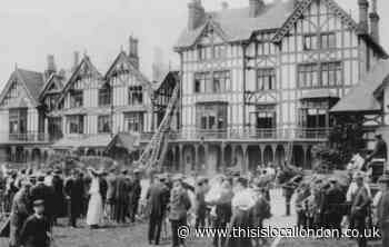 Onlookers gather as firefighters tackle East London hotel fire a century ago