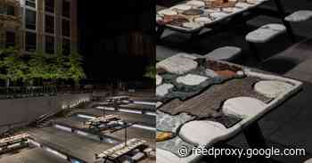 Piazza Liberty Apple Store amphitheater transforms into public art installation